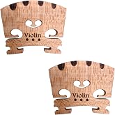TUOREN 2pcs Violin Bridge 4/4 Full Size Fine Grade Maple Violin Parts Music Instrument Replacement with G-D-A-E String U-Groove