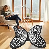 Black & White Butterfly Shape Rug, 3x4ft Machine Washable Non-Slip Kids Playroom Rug, Soft Durable Carpet for Girls Bedroom, 