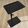 YUHFERA Sofa Armrest Tray Table for Couch - 360° Swivel Height Adjustable End for Small Spaces, Snack Side Table for Bed or Chair with Phone & Tablet Slot (Black,Standard)