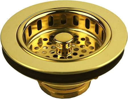 Solid Brass Duo Basket Strainer For Kitchen Sinks Polish Brass
