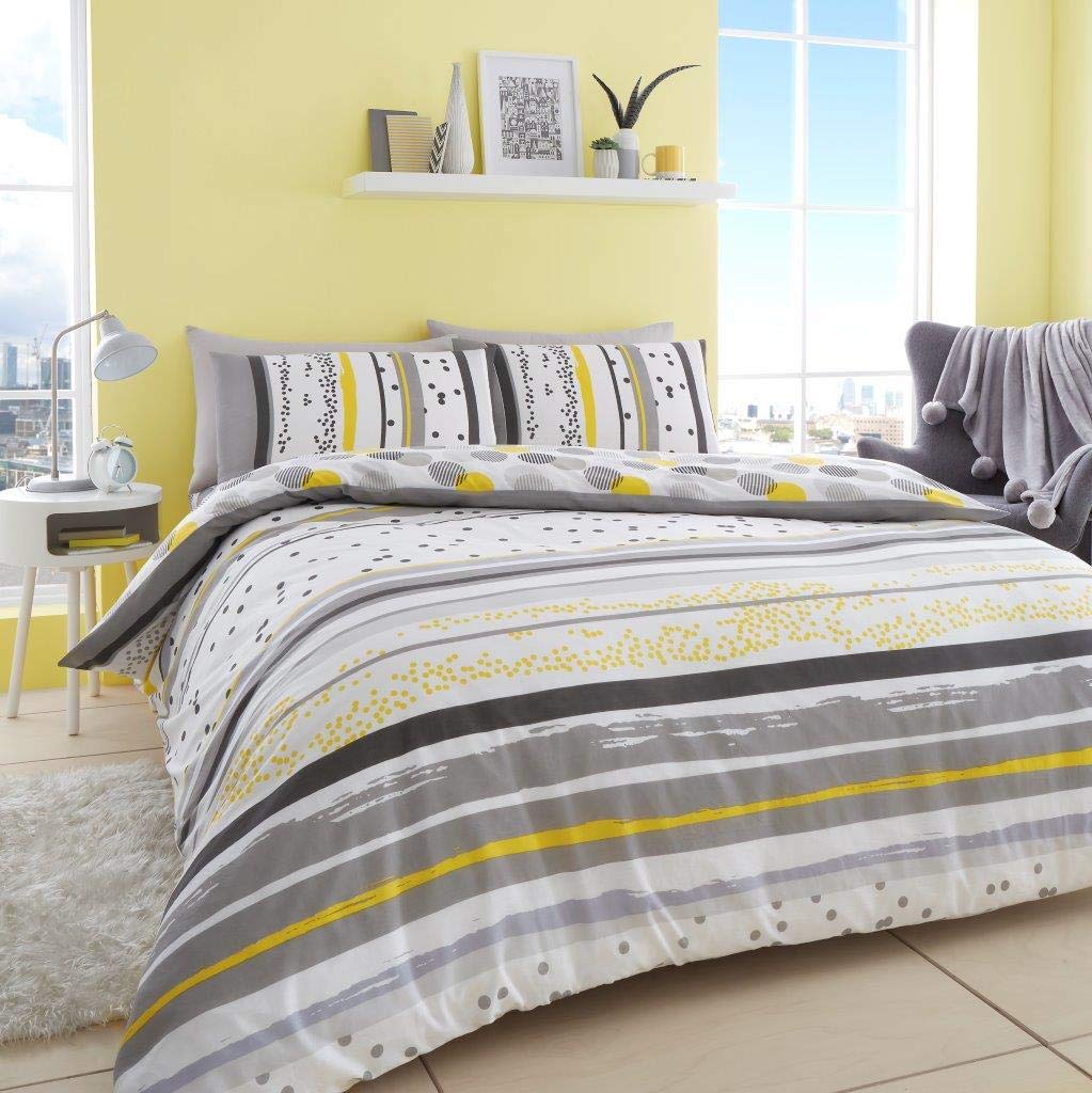 GC GAVENO CAVAILIA Luxurious Earle Bed Set with Duvet Cover and Pillow Case, Polyester-Cotton, [Double-Grey]