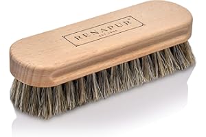Renapur Premium Horsehair Brush - Super-Soft Bristles with Ergonomic Wooden Handle, Perfect for Polishing Leather & Cleaning 