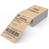 YIKIADA Khaki Shipping Thermal Labels 4 × 6 Inch Vinyl Self-Adhesive Fanfold Direct Stickers Waterproof Perforated Printer Decal for Office Warehouse Home Address 250 PCS