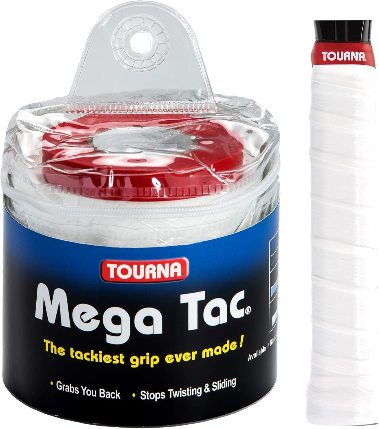 Tourna Mega Tac Extra Tacky Overgrip, White (30-Pack) (MT-30-XLW)