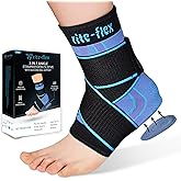 Rite-Flex 3-in-1 Ankle Compression Sleeve with Silicone Heel Pad - Ankle Brace for Sprains, Foot Fatigue, Post Surgery, Plantar Fasciitis Relief & Support (2, Large)