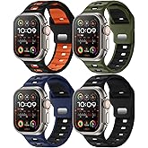 Acextro 4-Pack Sport Bands Compatible with Apple Watch Ultra 3/Ultra 2/Ultra Band 49mm 46mm 45mm 44mm 42mm for Men, Waterproof Silicone Strap Soft Breathable Wristband for iWatch Serise 11 10 9 8 7 6 5 4 3 SE3/SE