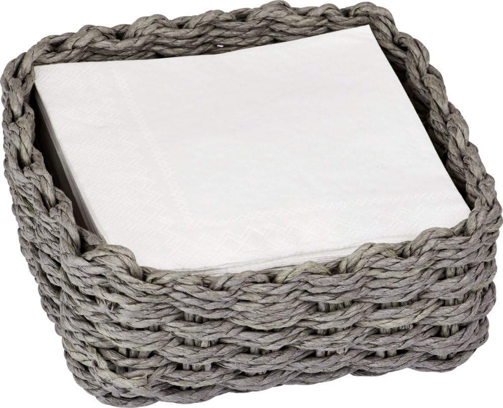 Thomas and LuciaNH8045 Woven Basket Napkin Holder Caddy, Paper, Gray