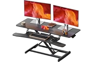 JYLH JOYSEEKER 42 inch Standing Desk Converter, Height Adjustable Desktop Standing Desk with Keyboard Tray for Two Monitors, Sit to Stand up Desk Riser Computer Workstation for Home Office, Black