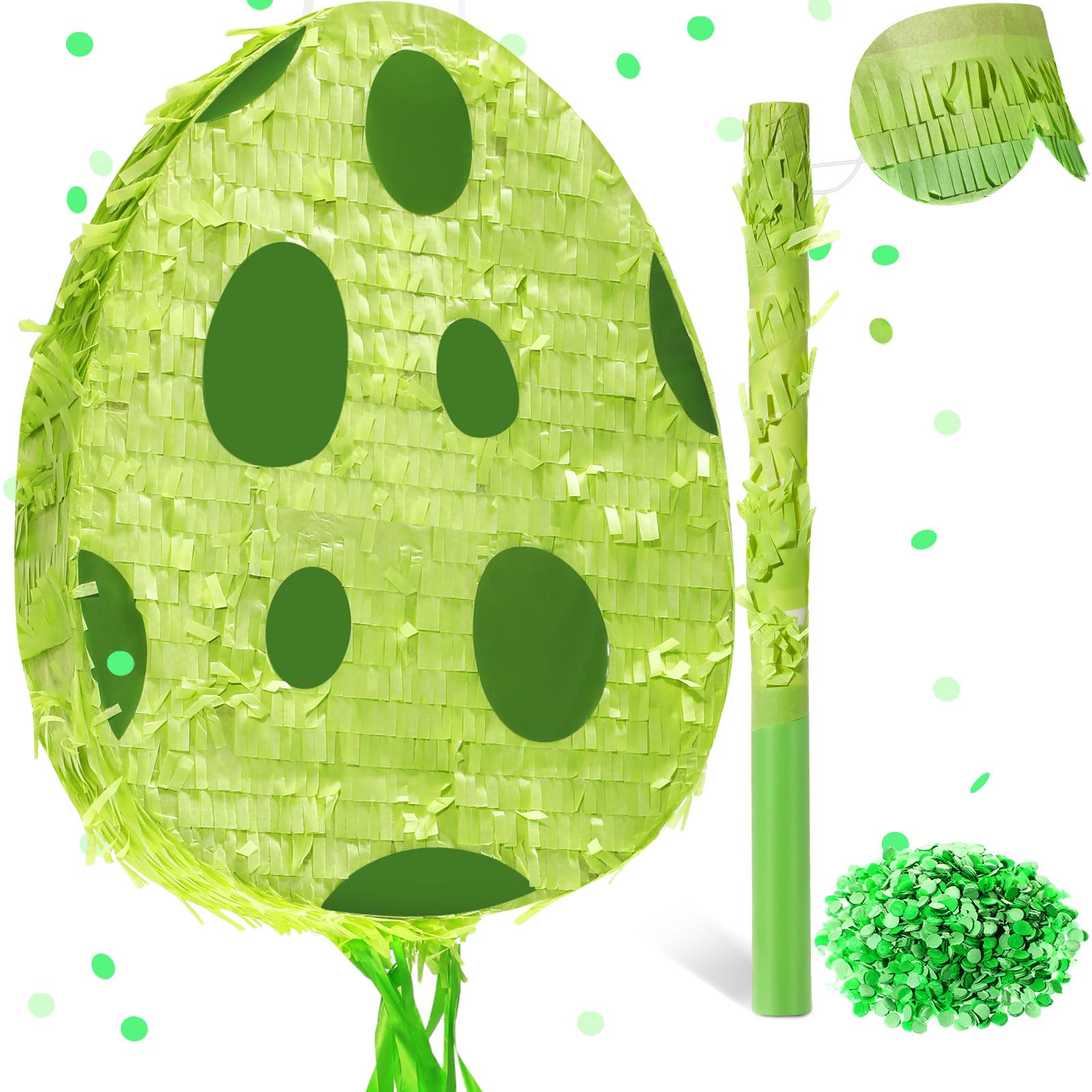 Photo 1 of (fair) Lenwen Dinosaur Egg Pinata 16 x 12 x 3 in Pull String Dinosaur Eggs Piñata Bundle with Stick Blindfold Confetti for Dino Theme Birthday Party Game Favor(Green)