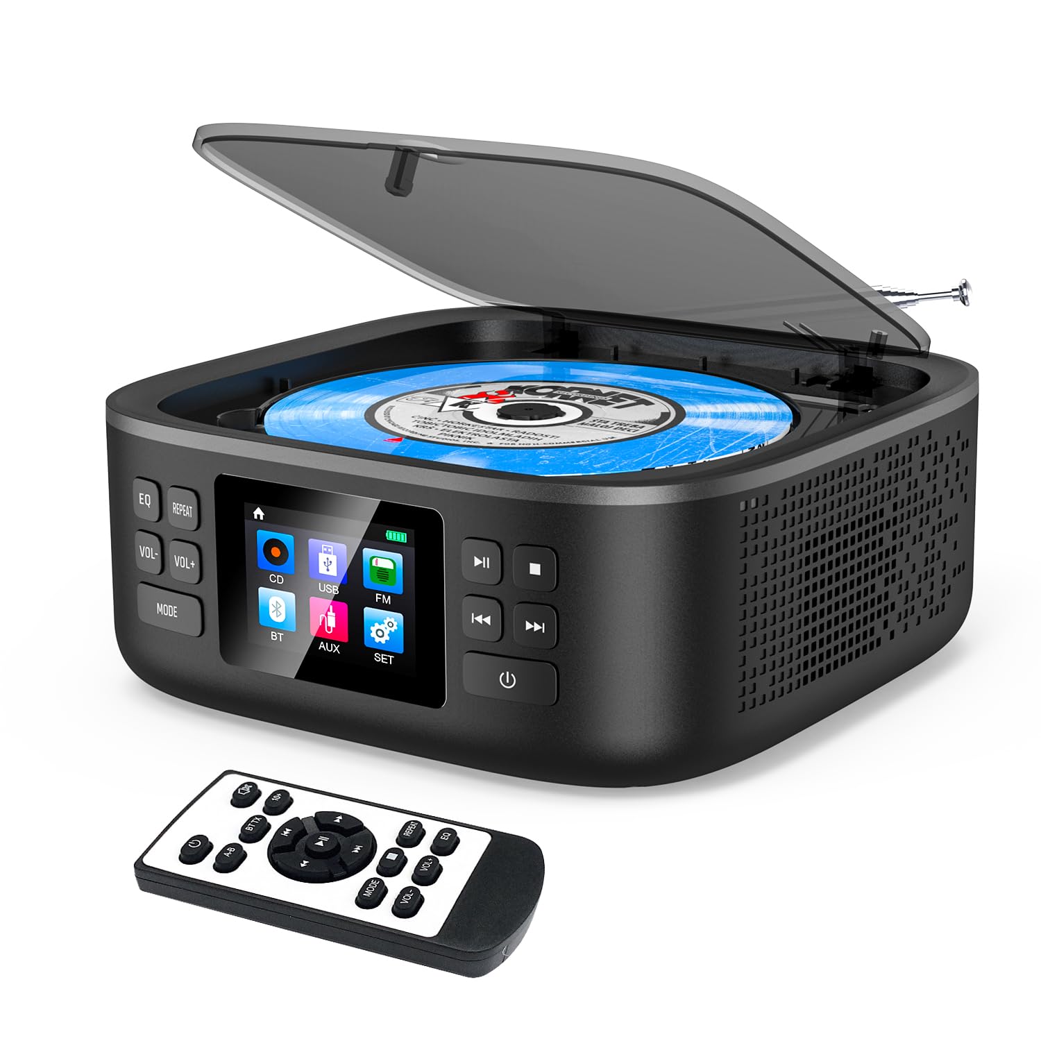 Portable CD Player Bluetooth,Desktop CD Player with Bluetooth Music Boombox Portable CD Players for Home Built-in Dual Speakers FM Radio & Speaker, LED Screen Support USB/AUX Headphone Jack