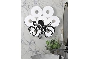 Octopus Toilet Paper Holder Shelf, Gardlister Matte Black Decorative Toilet Paper Storage & Organizer for Extra 8 Rolls, Funn