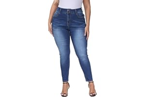 Gboomo Womens Plus Size Skinny Jeans Stretchy High Waisted Ankle Jean