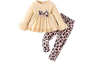 Ayzozuy Toddler Baby Girl Clothes Floral Outfit Ruffle Sleeve Shirt with Headband 3PC Pant Set Fall Clothing for Girl