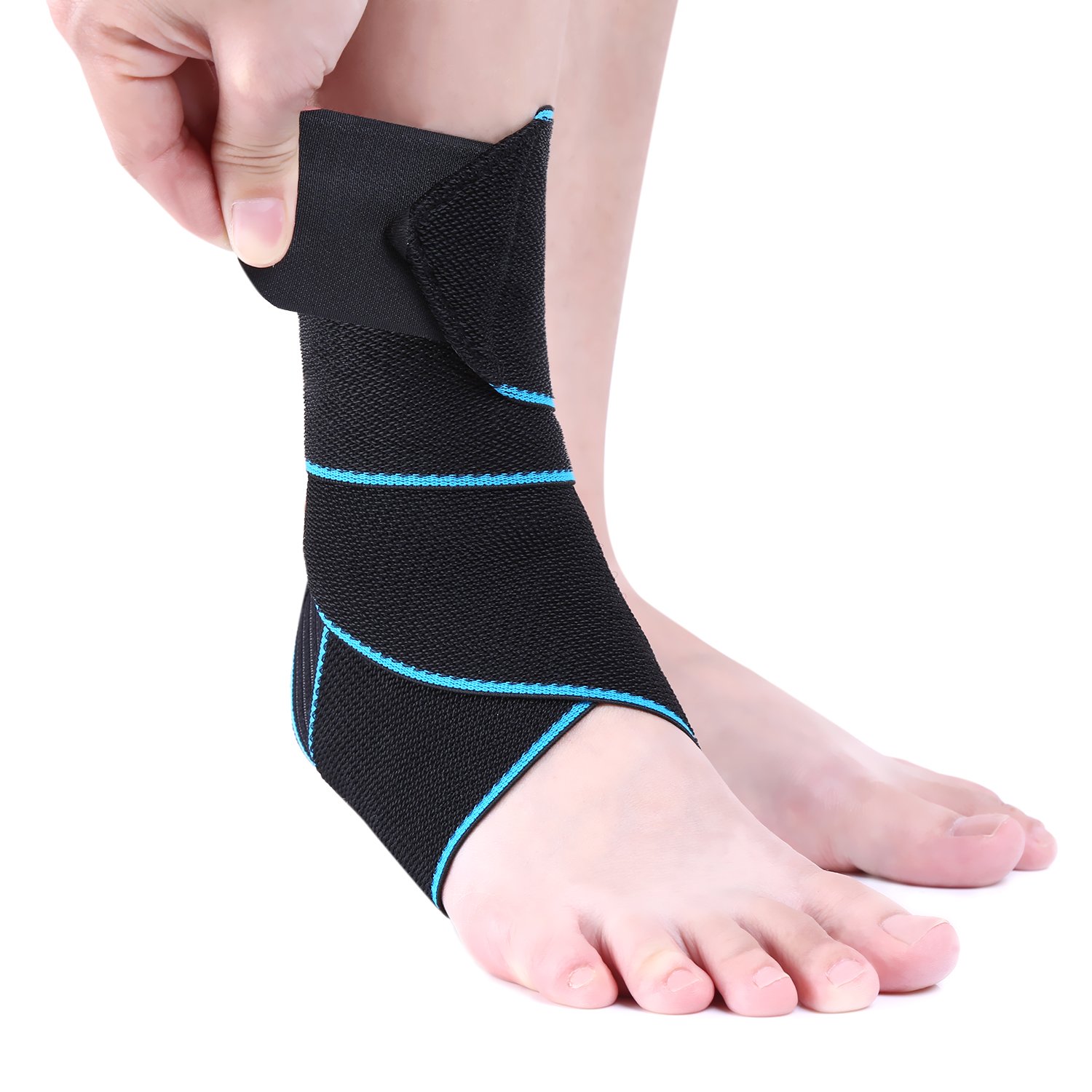 Breathable Ankle Support, eNilecor Adjustable Ankle Brace Elastic Foot Straps Support for Running, Football, Achilles Tendon Pain Support, Arthritic Pain Relief, Protection Against Reinjury (Blue)