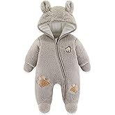 flower frail Newborn Baby Bear Onesie Snowsuit Winter Footie Fleece Romper Hooded Jumpsuit Infant Coat for Girls Boys 0-12M