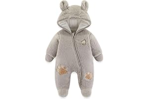 flower frail Newborn Baby Bear Onesie Snowsuit Winter Footie Fleece Romper Hooded Jumpsuit Infant Coat for Girls Boys 0-12M