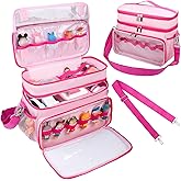 Tesuko Carrying Case Compatible with Toniebox Starter Set, Double Layer Storage Bag for Tonies Figures Characters, Portable Travel Organizer Case with Shoulder Strap for Tonies Box Headphones (Pink)