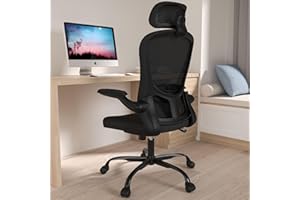 SILYBON Office Chair, High Back Ergonomic Desk Chair, Breathable Mesh Desk Chair with Adjustable Lumbar Support and Headrest, Swivel Task Chair with flip-up Armrests, Executive Chair for Home Office