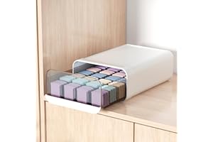 Miaocona Underwear Organizer Drawer, 24 Cells Plastic Sock Underwear Storage Drawer, Stackable Closet Organizers and Storage Box for Bras, Socks, Scarves, Ties, Belt (King Size-White, 1 Pcs)