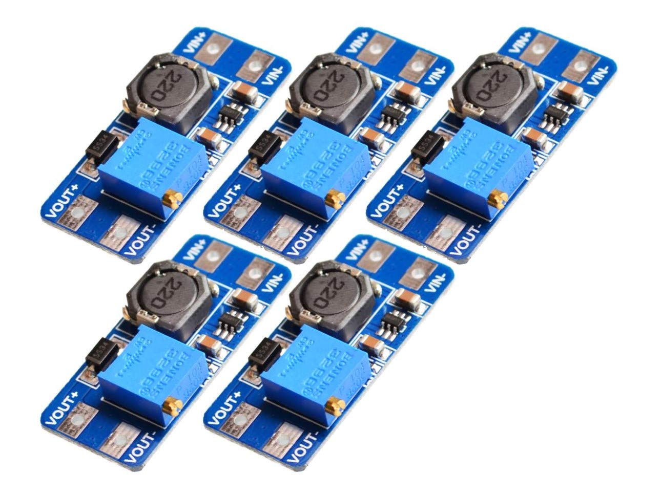TECNOIOT 5 pieces MT3608 2A MAX DC-DC Step Up Power Module Booster Power Module