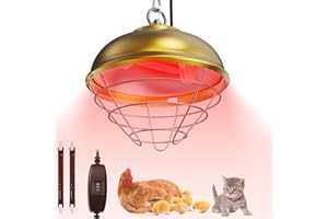 Nexum Heat Lamp for Chicken Coop, Dog Kennel, Cat Bed & Reptiles - 300W Adjustable Infrared Heat Lamp with 2 Heat Settings, Waterproof Aluminum Housing for Poultry, Livestock & Pets
