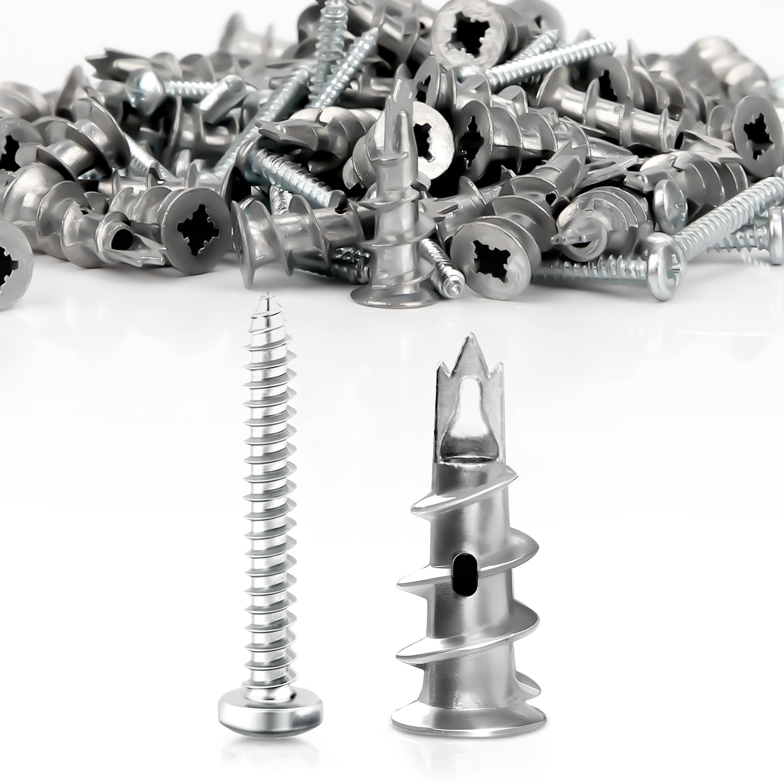 Mbsomnus 30pcs Heavy Duty Plasterboard Fixings Plasterboard Wall Plug with Plasterboard Screws Metal Self-Drill Hollow Wall Fixings Dry Wall Anchor for Composite Boards Stone Concrete Ceiling