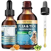 Natural Flea and Tick Prevention for Dogs, Oral Herbal Dog Flea and Tick Treatment Drops with Pumpkin Seed & Black Walnut for Dogs, Skin & Coat Care - Digestive & Immune for All Breeds and Ages, 60ml