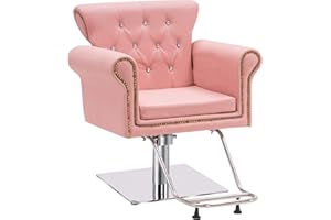 BarberPub Classic Styling Salon Chair for Hair Stylist Antique Hydraulic Barber Chair Beauty Spa Equipment 8899 (Pink)