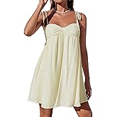 Narecte Casual Summer Dresses for Women Flowy Sun Dress Mini Dress Cute Spaghetti Strap Dress