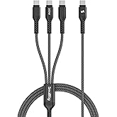 SMALLRIG 3-in-1 USB-C Charging Cable, 100W Fast Charge & USB 2.0 Data Transfer, Durable Triple Fast Charging Cord with 3 Type-C Male Port, for Tablets for iPhone 16 15 for Samsung, 4FT Black - 5079