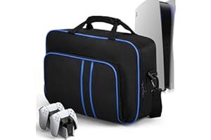 FXCELETS Carrying Case for PS5, Portable Carry Case Bag for Playstation 5, Protective Travel Storage Bag with Thick Padding Compatible for PS5 Digital Edition,Controller,Game Discs,Charger & Accessories, Black