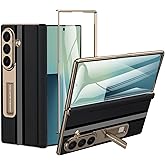 Kalernd for Samsung Galaxy Z Fold 7 Phone Case [Luxury Genuine Leather] [Full Body Hinge Protection] [Built-in Screen Protector] [Kickstand Slim Phone Cover] for Galaxy ZFold 7 (Black)