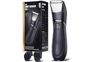 LGTGH Body Hair Trimmer for Men with Mirror & LED Light - Electric Ball Shaver Features Ceramic Blades, Travel Lock & IPX7 Waterproof Design for Wet/Dry Use on Groin, Legs, Chest