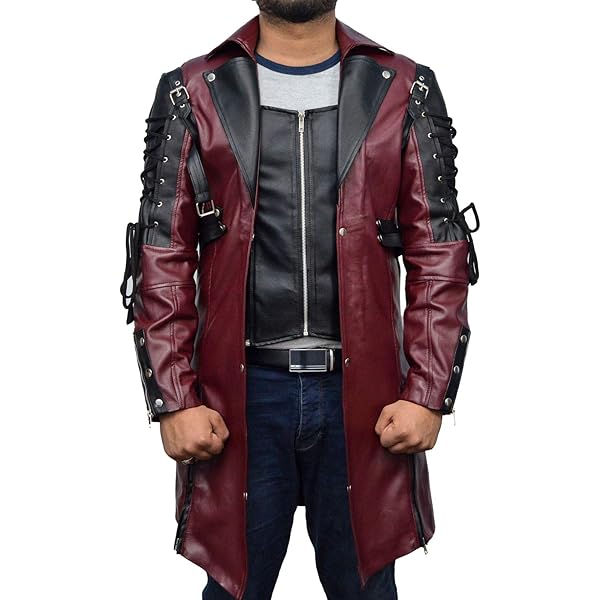 Gsywaipei Men's Retro Leather Jacket Multiple Zippers