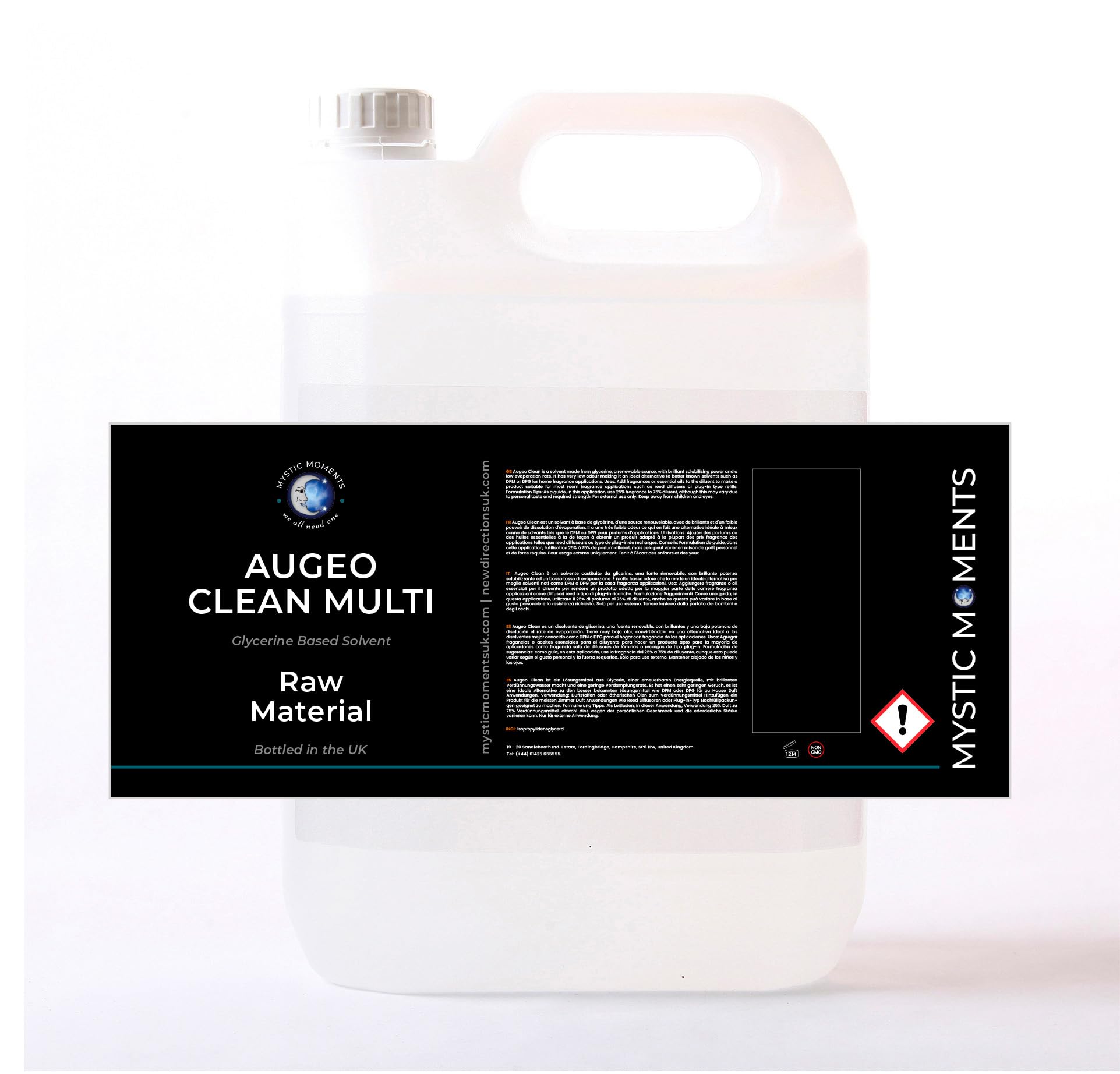 Mystic Moments | Augeo Clean Multi Solvent | Glycerine-Based Reed Diffuser Base | Low Odour, Low Evaporation Rate | Ideal for Home Fragrance & Plug-In Refills | Eco-Friendly Solubiliser | 5Kg