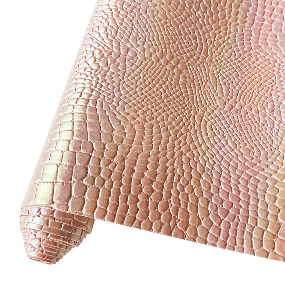 Photo 1 of **pack4**HYANG Holographic Flesh Iridescence Crocodile PU Faux Leather Sheets 1 Roll 12"X53"(30cmX135cm), Faux Leather Very Suitable for Crafts Making Leather Earrings, Bows, Handbag ?Sewing