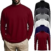 Oakgarden 6 Packs Mens Big and Tall Shirts Long Sleeve Mock Turtleneck Tops Pullover Lightweight Basic Tees