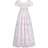 FCCAM Regency Dresses for Women Puffy Sleeves Victorian Dress Costume Empire Waist Regency Ball Gown