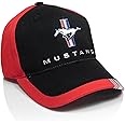 Checkered Flag Mustang Running Horse Tri-Bar Black Red Stripe Baseball Cap