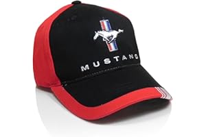 CHECKERED FLAG SPORTS Checkered Flag Mustang Running Horse Tri-Bar Black Red Stripe Baseball Cap