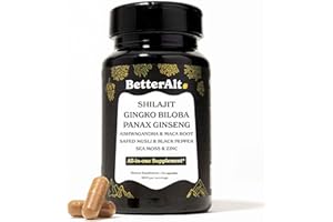 BETTER ALT 8800mg Shilajit, Maca Root, Ginkgo Biloba, Sea Moss, Ashwagandha, Panax Ginseng, Safed Musli & Zinc| Boost Stamina & Energy, 120 Capsules| 95 + minerals| All in One Herbal Supplement for Men & Women