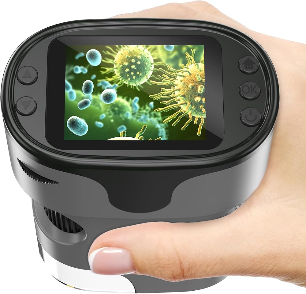 BEBANG 1000X Handheld Digital Microscope 4K 2.0" Screen Slides Kit Gift