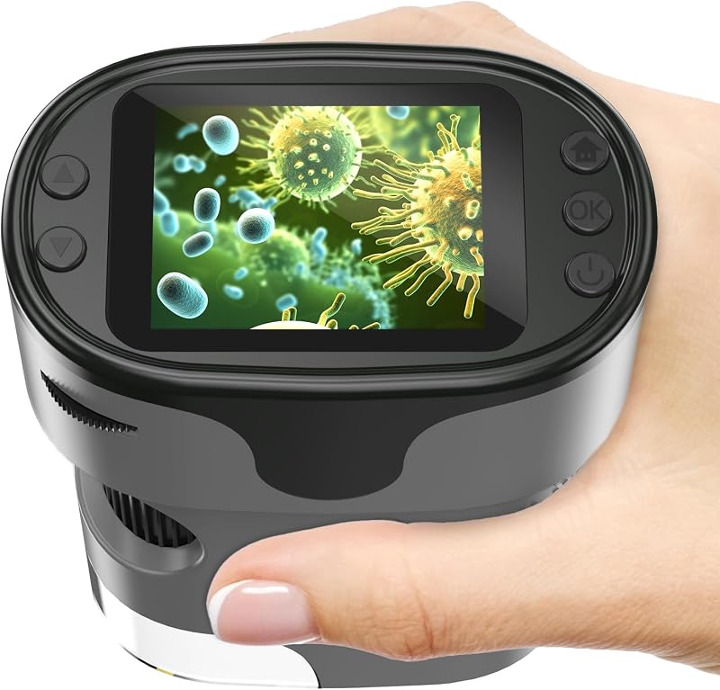 BEBANG 1000X Handheld Digital Microscope 4K 2.0" Screen Slides Kit Gift