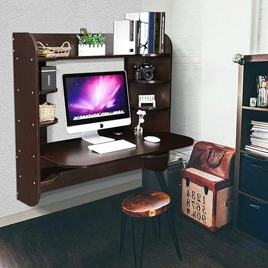 Amazon Com Mesa Esquinera De Escritorio Flotante Con Estante De
