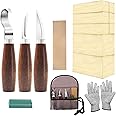 Cor Cordium Wood Whittling Kit with Basswood Blocks & Carving Knives for Adults & Kids Beginners, 3pcs Knives & 8pcs Blocks &