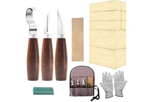 Cor Cordium Wood Whittling Kit with Basswood Blocks & Carving Knives for Adults & Kids Beginners, 3pcs Knives & 8pcs Blocks &