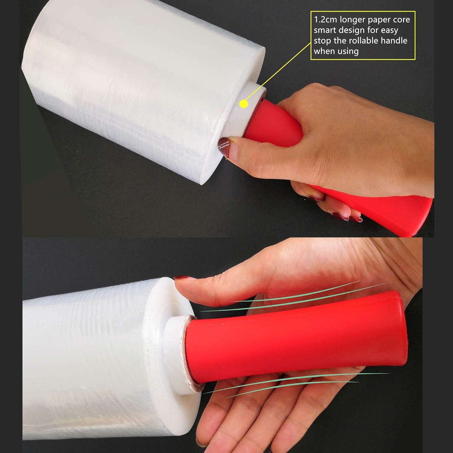 PROMORE Stretch Wrap Roll with Rolling Handle 2PACK 5" X 1000' 80Guage Heavy Duty Moving Supplies Industrial Plastic Wrap for Moving Packing Shrink Self-Adhering Cling Film : Office Products