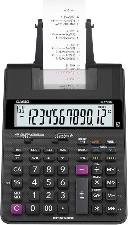 Amazon.com: Casio HR-170RC Plus, Calculadora de impresión Min-Desktop