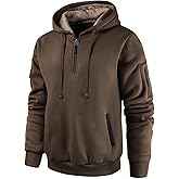 Leidowei Men's Hoodies Casual Pullover Hooded Sweatshirt Long Sleeve Quarter Zip Hoody Tops With Kangaroo Pocket