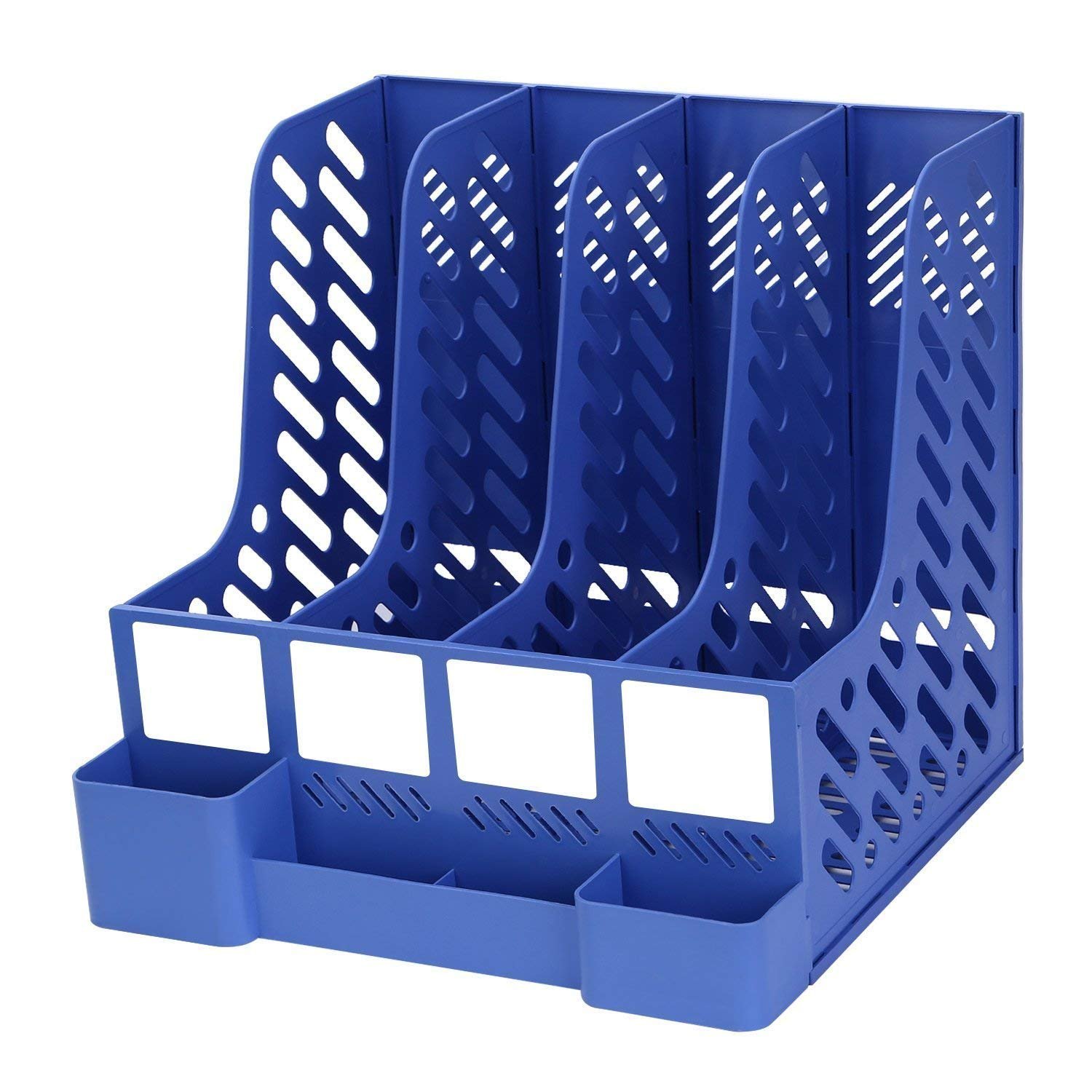 Divinext 4 Compartment Plastic File Organizer for Home & Office, Blue